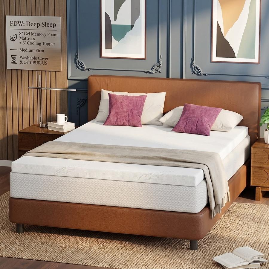 FDW Queen Mattress with Topper in bedroom